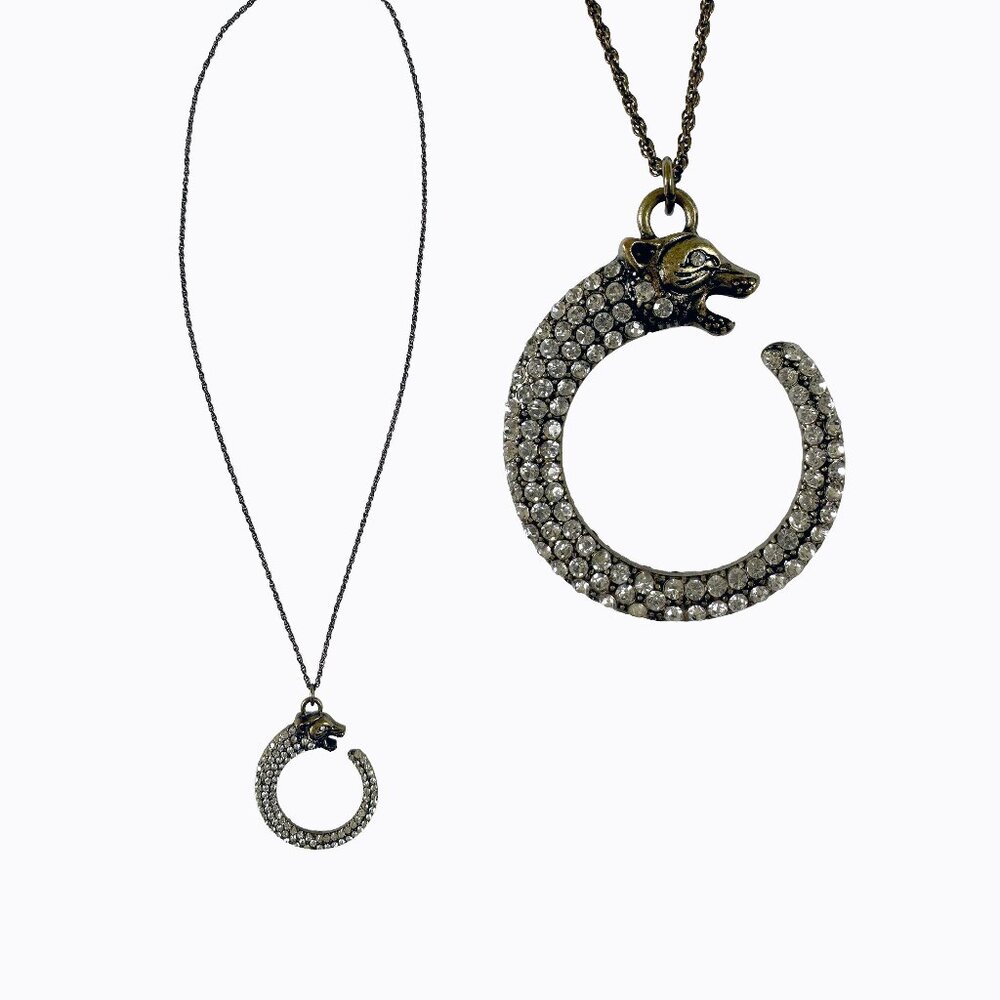Samantha Wills Panther Crystal Crescent Necklace Brass Chain Old Money Boho Luxe